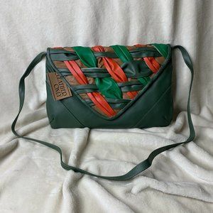 Vintage Stylecraft Leather Woven Handbag Purse NEW